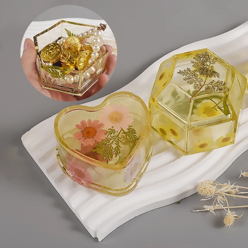 DIY Crystal Epoxy Resin Jar Mold Storage Box Lid Silicone Mould for DIY Jewelry Making Candy Box Container Casting Tool