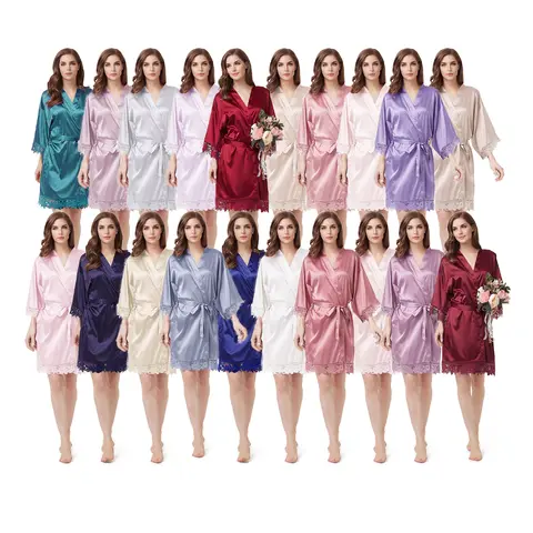 Plain Satin Robe para mulheres, várias cores, A9007