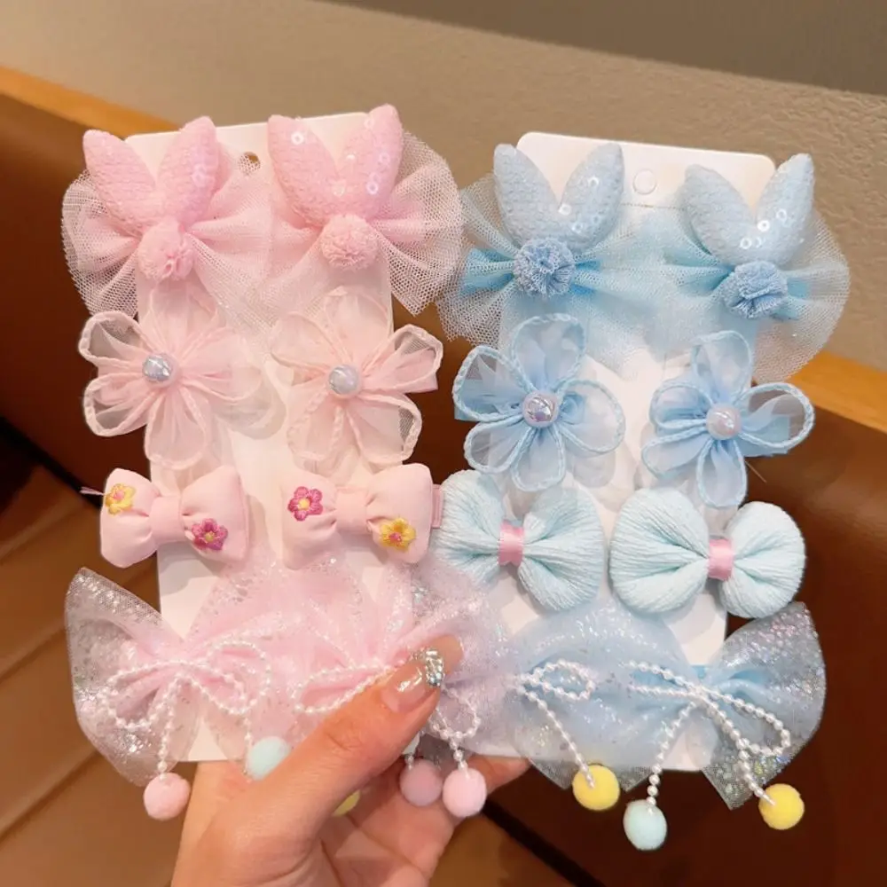 Japanese Kawaii Cute Barrettes Set Candy Color Korean Style Bow BB Clip Duckbill Clip Princess Series Flower Hair Clip Dancing