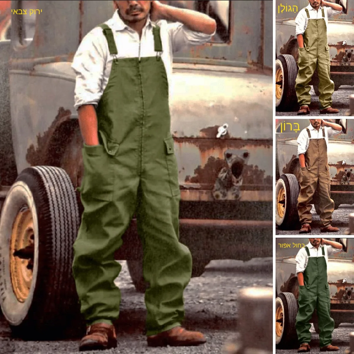 Loose Casual Men's Workwear Pants Retro Style Straight Leg Polyester Fibre Windproof Trousers for Men mid Waist Design