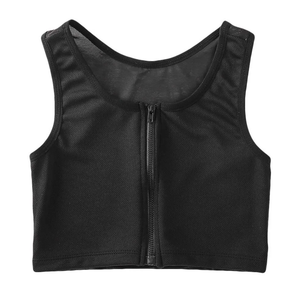 

Simple Mesh Thin Seamless Shapewear Slim Fit Crop Top Underwear for Women Shockproof Zipper Chest Binder Shapers Seaside