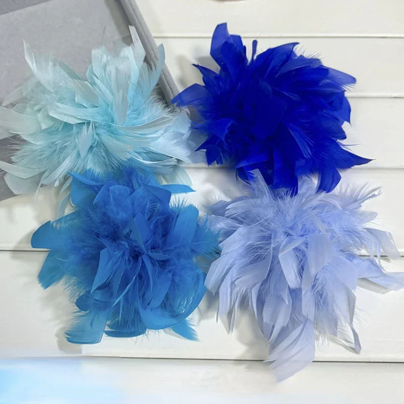 High-end Feather Flower Brooches for Women Fashion Elegant Lapel Pins Handmade Corsage Wedding Party Badge Accessories