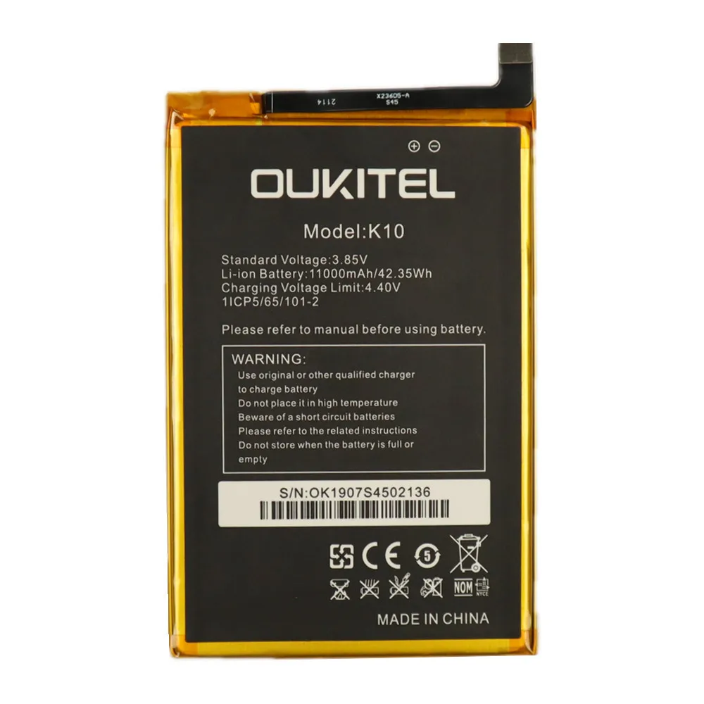 100% Orginal OUKITEL K10 Battery For OUKITEL K10 li-Polymer Li-ion Battery 11000mAh High Quality Phone Replacement Batteries