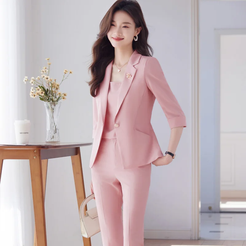 NAVIU Women Spring New Fashion Professional Suits Matching Set Korean Elegant Casual Blazer Coat Pants Two Piece Female Clothing