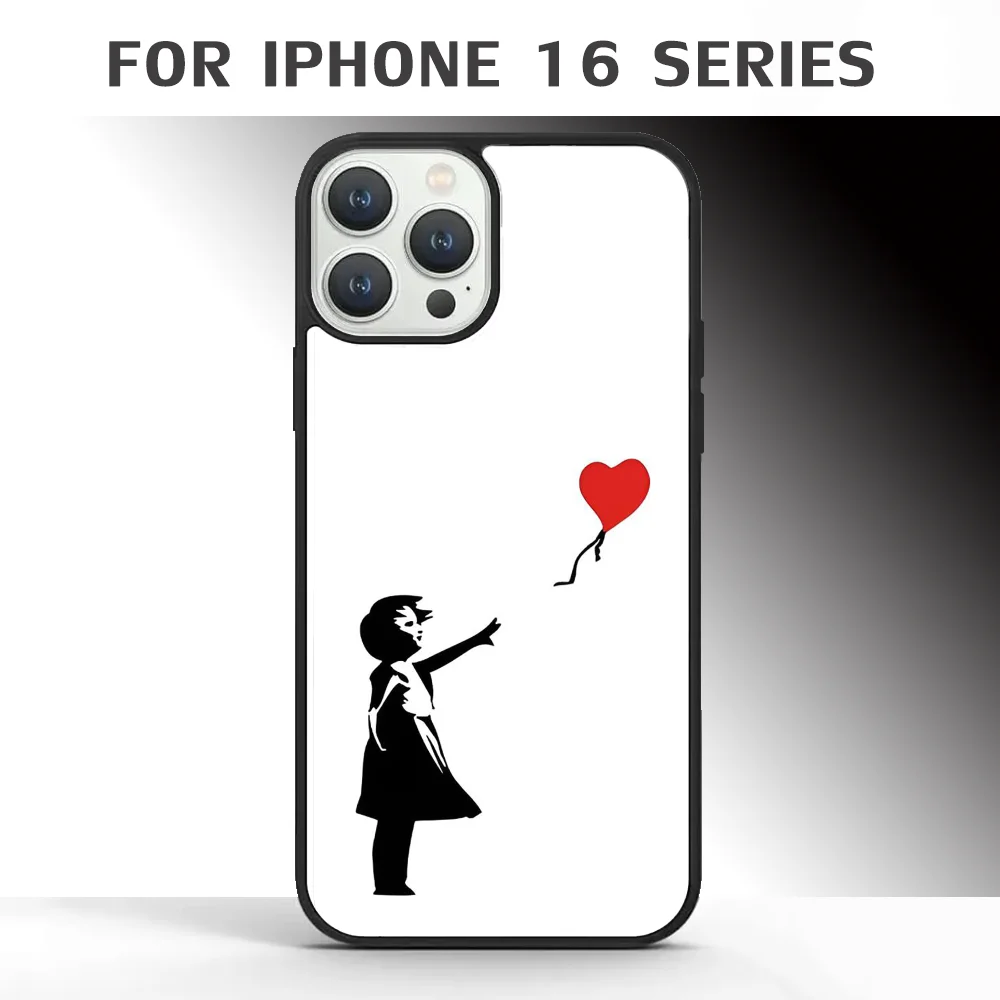 Banksy Letting Love Go Balloon Girl Phone Case For IPhone 16 16pro 16plus 16promax Pro Plus Max Mirror Acrylic PC TPU Cover