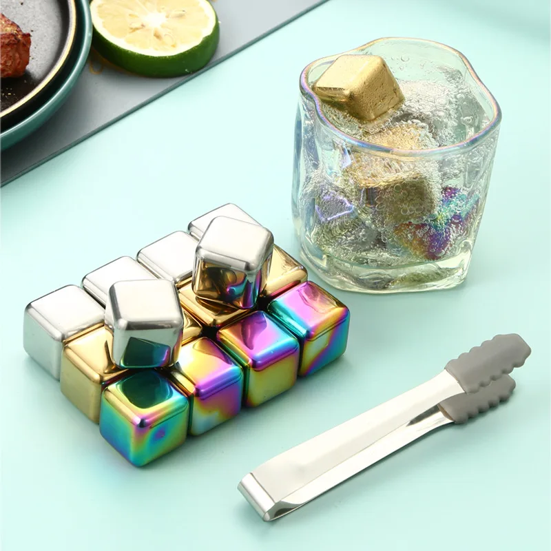 

Whiskey Stones Set Stainless Steel Quick Frozen Ice Tartar Ice Cubes And Ice Particles, Can Be Reused For Whiskey Wine Beverage