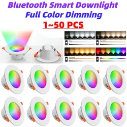 10~1PCS Smart LED Downlight Bluetooth-Compatible Recessed Ceiling Lamp Dimmable Round Panel Light for Living Room Decor 10/15W