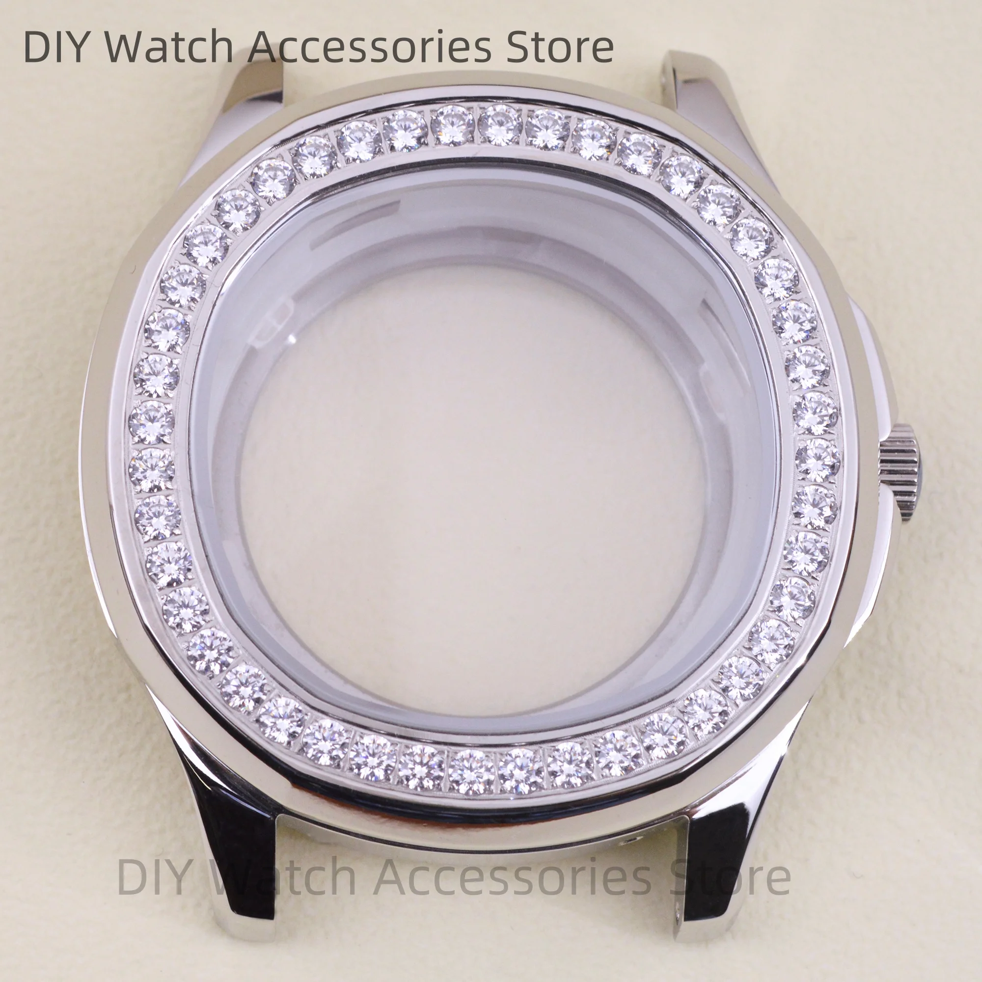 NH35 الماس حالة الفولاذ المقاوم للصدأ الياقوت الزجاج 42 مللي متر ساعة الحال بالنسبة NH35 NH36 حركة AQUANAUT نوتيلوس ساعة أجزاء