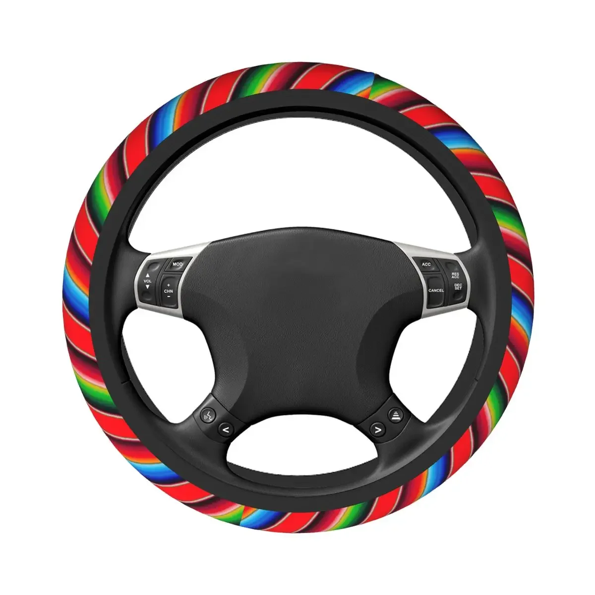 Traditional Mexican Lgbt Pride Yaoi Car Steering Wheel Cover Rainbow Boho Ethnic Steering Wheel Protective Cover Car-styling