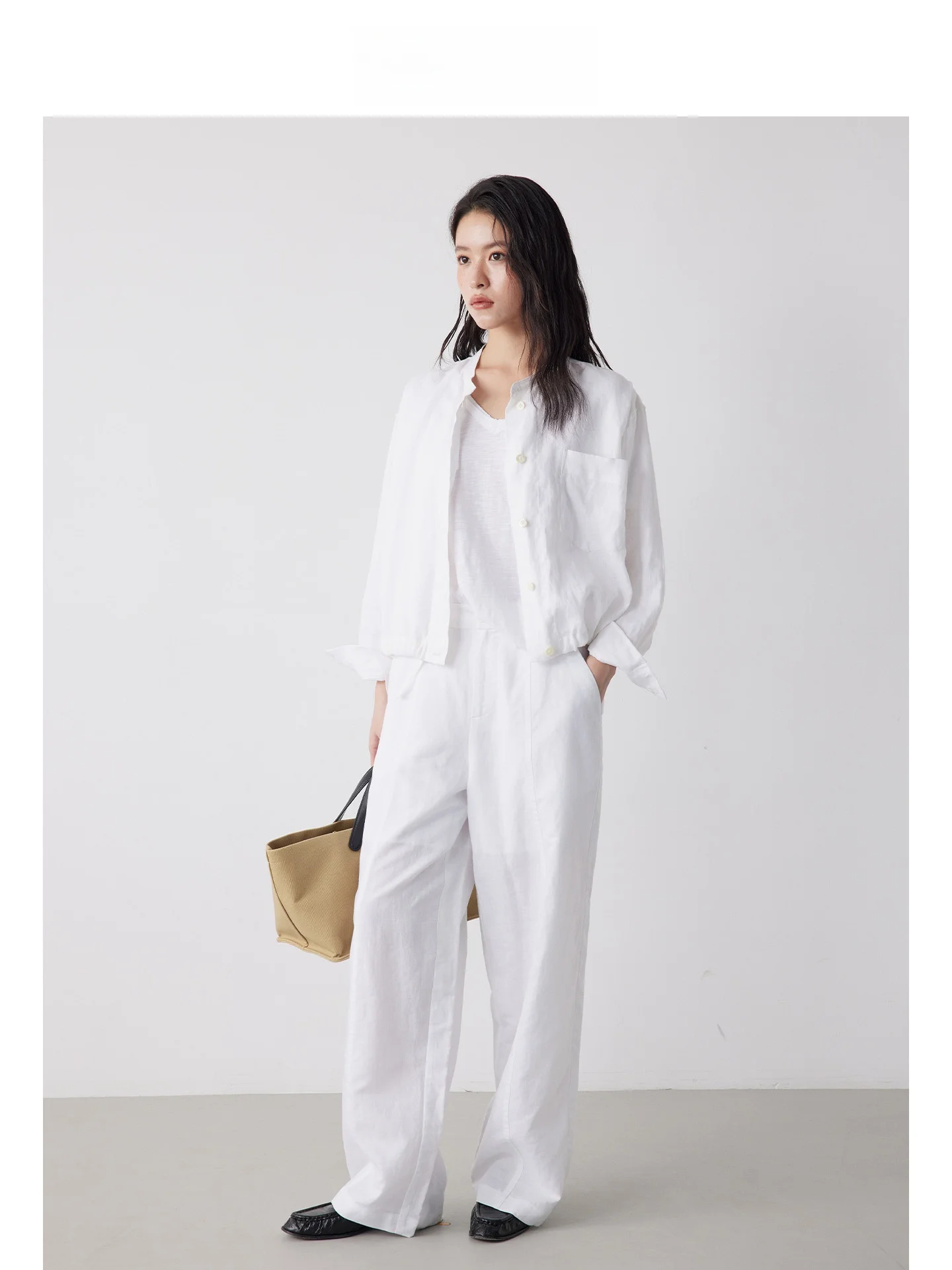 

DE Mincollection Lin Zhi Qing Cotton Linen Split Pants Summer Refreing Side S Cotton Linen Straight Casual Pants