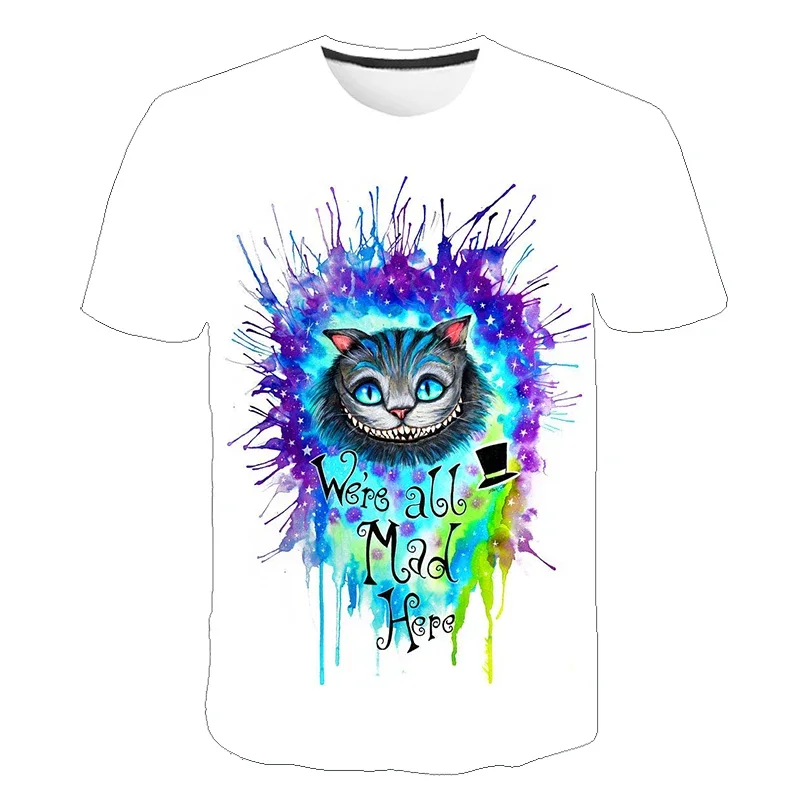 2024 Disney Alice in Wonderland 3d Print T-Shirts Cartoon Anime Men Women Fashion T Shirt Kids Tees Tops Clothes