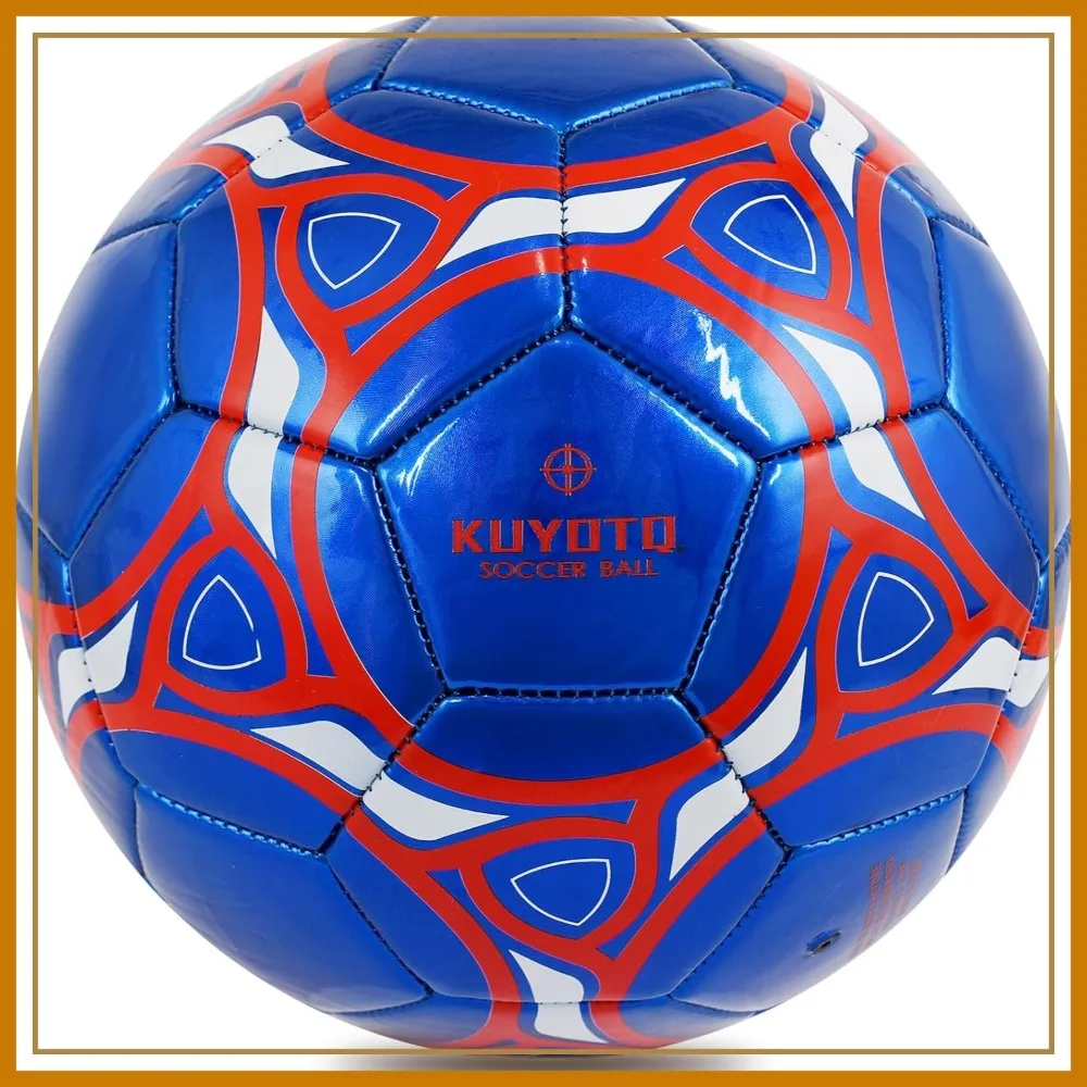 

Size 5 Soccer Ball Official Match Training Metallic Blue TPU Leather High Bounce All Weather