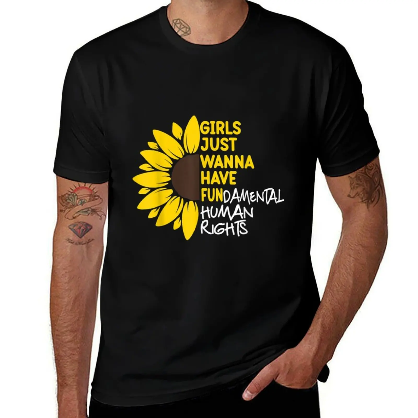 Girls Just Wanna Have Fundamental Rights Sunflower Feminist Roe V Wade Pro Choice Abortion 1973 Repr T-Shirt