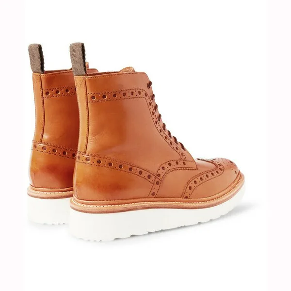 Herren Vintage PU-Lederstiefel Vintage Runde Zehenkappe Knöchelhohe Schnürstiefel Lässige Plateausohle Cosplay Ritterstiefel Herren Alltagsschuhe – Detail 11
