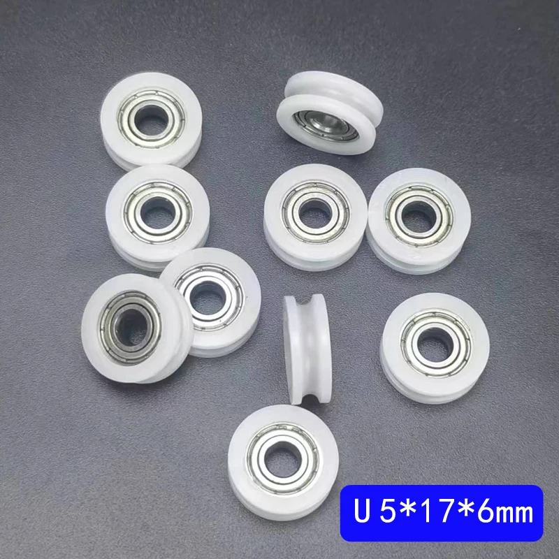 10 Stück U-Nut-Schiebeüberzogenes POM-Material mit 604zz 624zz 695zz 625z, Nylon-Riemenscheibe mit tiefer Nut, Nylon-Lager-Riemenscheibenrolle