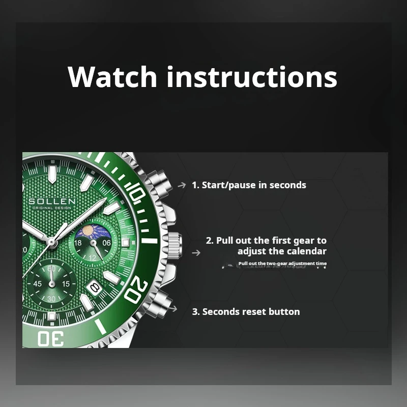 SOLLEN модные лучшие брендовые мужские часы водонепроницаемые спортивные кварцевые наручные часы из нержавеющей стали деловые светящиеся часы для мужчин reloj