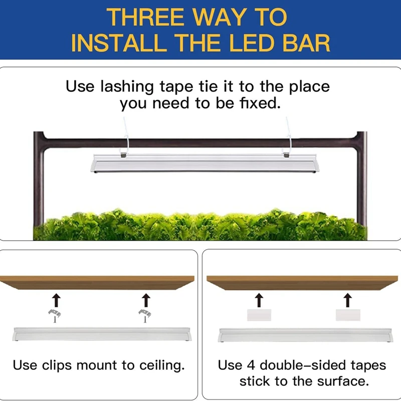 2 Pack 102 LED-Bulbs Grow Light Strips White Plant Light Full Spectrum Plant Light For Indoor Plants Growing Seedling US Plug