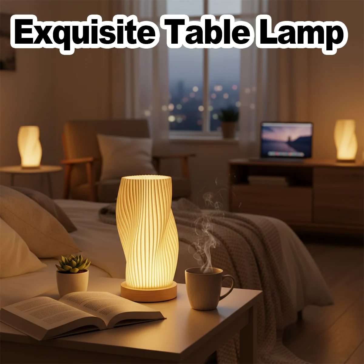 

Usb Led 3d плиссированная настольная лампа прикроватные лампы с регулируемой яркостью тумбочка винтажная ночь для спальни атмосфера с портом современный