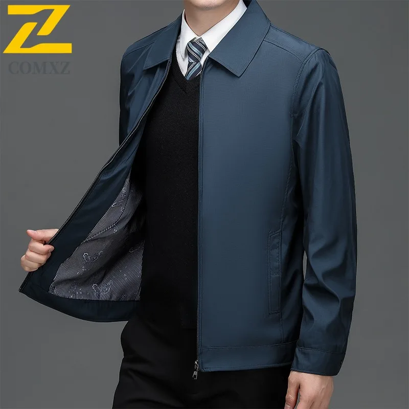 

COMXZ уличная куртка с воротником-стойкой для мужчин, повседневная рабочая ветрозащитная куртка премиум-класса, повседневный стиль, устойчивая к морщинам осенняя ветровка