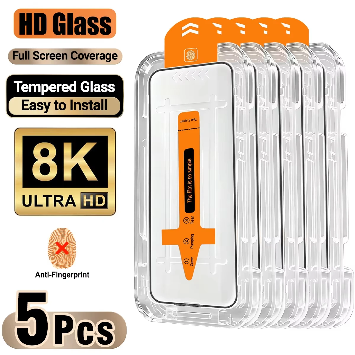 1-5 Stück HD Gehärtetes Glas Displayschutzfolie für iPhone 17 Pro Max 16 Plus 15 14 13 12 11 9H Ein-Klick-Installation Schutzfolie