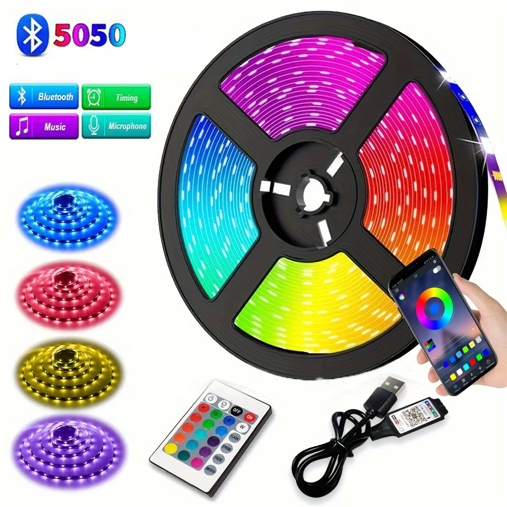 Led Strip Light Bluetooth APP 5050 USB RGB 24key Infrared Intelligence Control LED Tape Flexible Ribbon 5V Diode TV Backlight