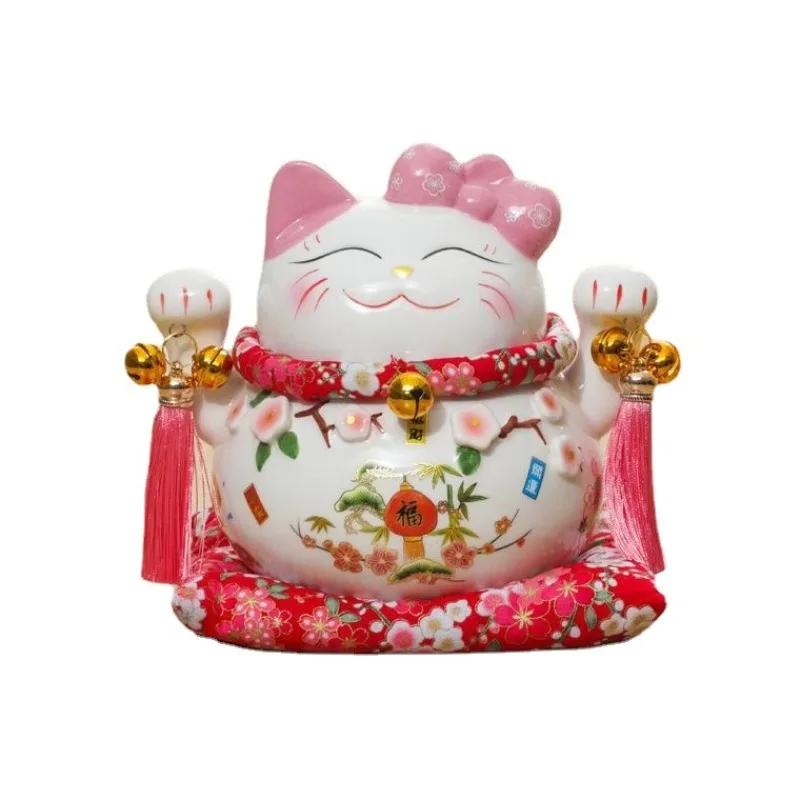 Lucky cat large ornament peach blossom cat piggy bank store opening ornament creative gifts love recruit happy home