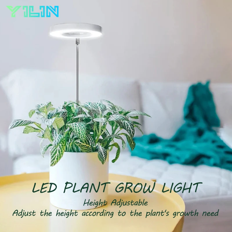 Table LED Plant Grow Light Full Spectrum Plant Growing Lamp Adjustable Height With 3-9-12 Auto On/Off Timer For Indoor Plants