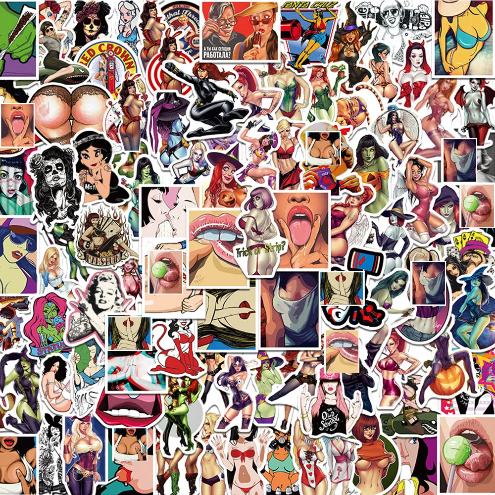 10/30/50/100pcs Hentai Sexy Anime Girls Graffiti Stickers Waterproof Decorative Skateboard Motorcycle Waifu Adults Decals Toys