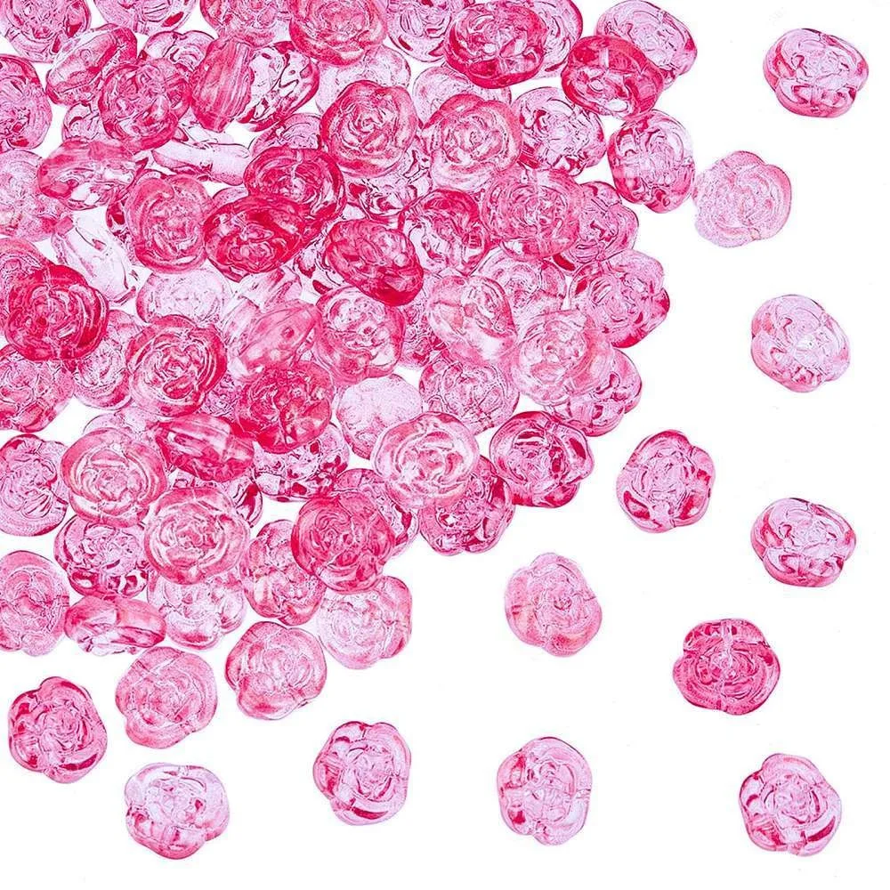 100Pcs Transparent Glass Beads Dyed Heated with Gold Glitter Power Rose Pale Violet Red 12.5x14x9mm Hole: 1.2mm