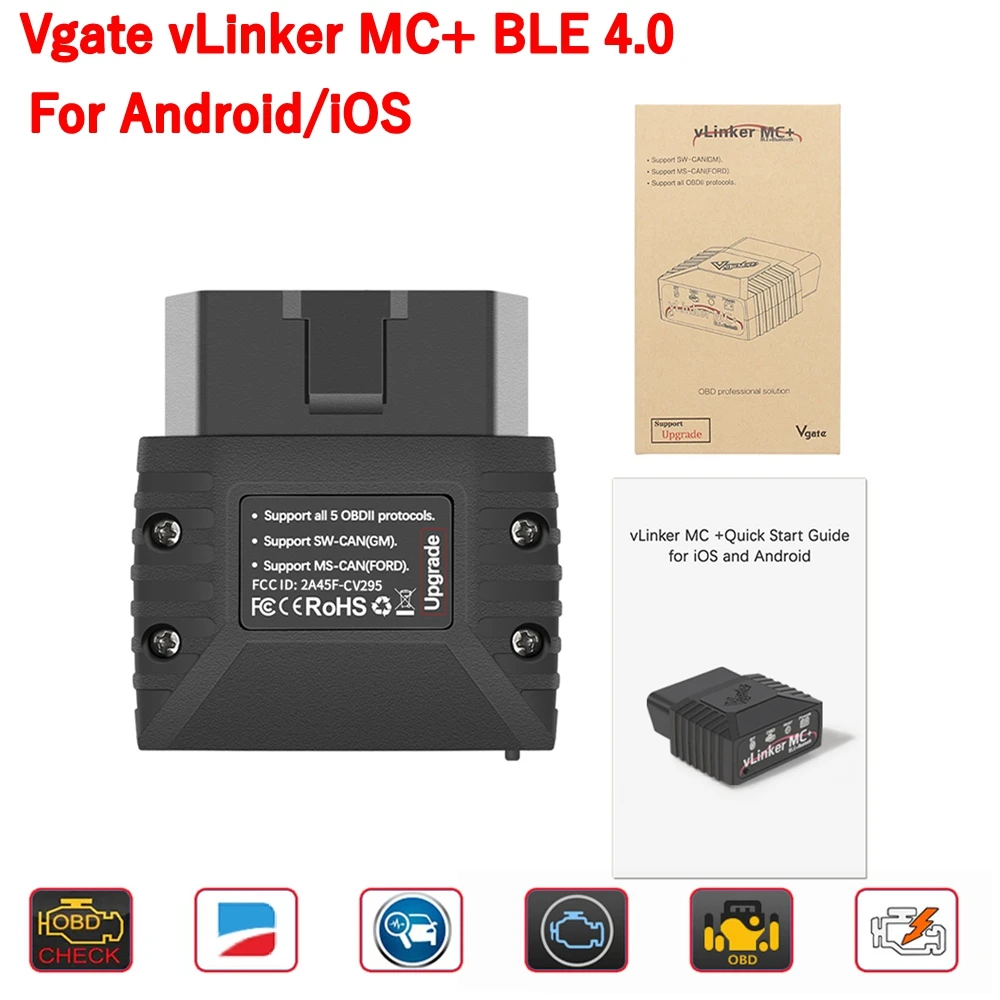 Nieuwe Case Versie VLinker MC + ELM327 V2.2 Bluetooth3.0/4.0 OBD2 ELM 327 Wifi Auto Diagnostische OBD2 Scanner