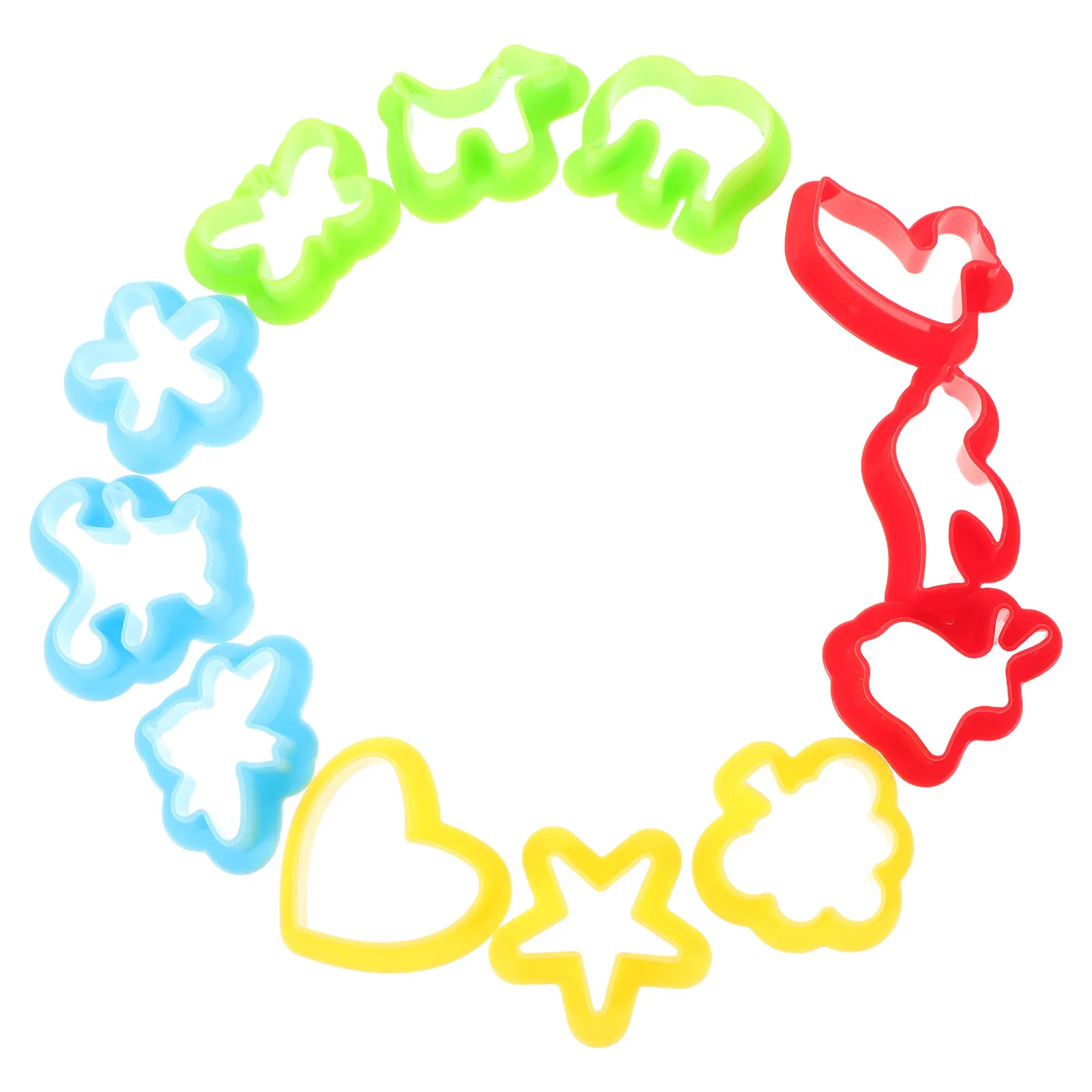 

12pcs Colored Molds Child Plastic Kids Food Shapes Diy Model Rubber Embossing Polymer Clay Jewelry Clay Puzzle