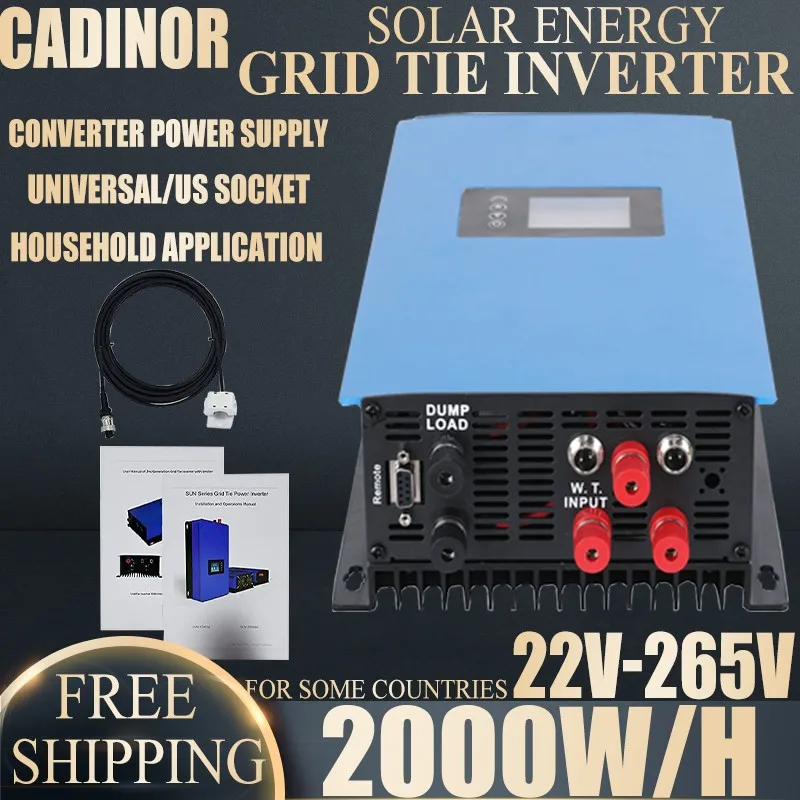 1000W 2000W Solar Power Grid Tie Inverter With 3M Limiter Sensor MPPT RS485 110V 220VAC For 24V 48V AC Wind Turbine Generator