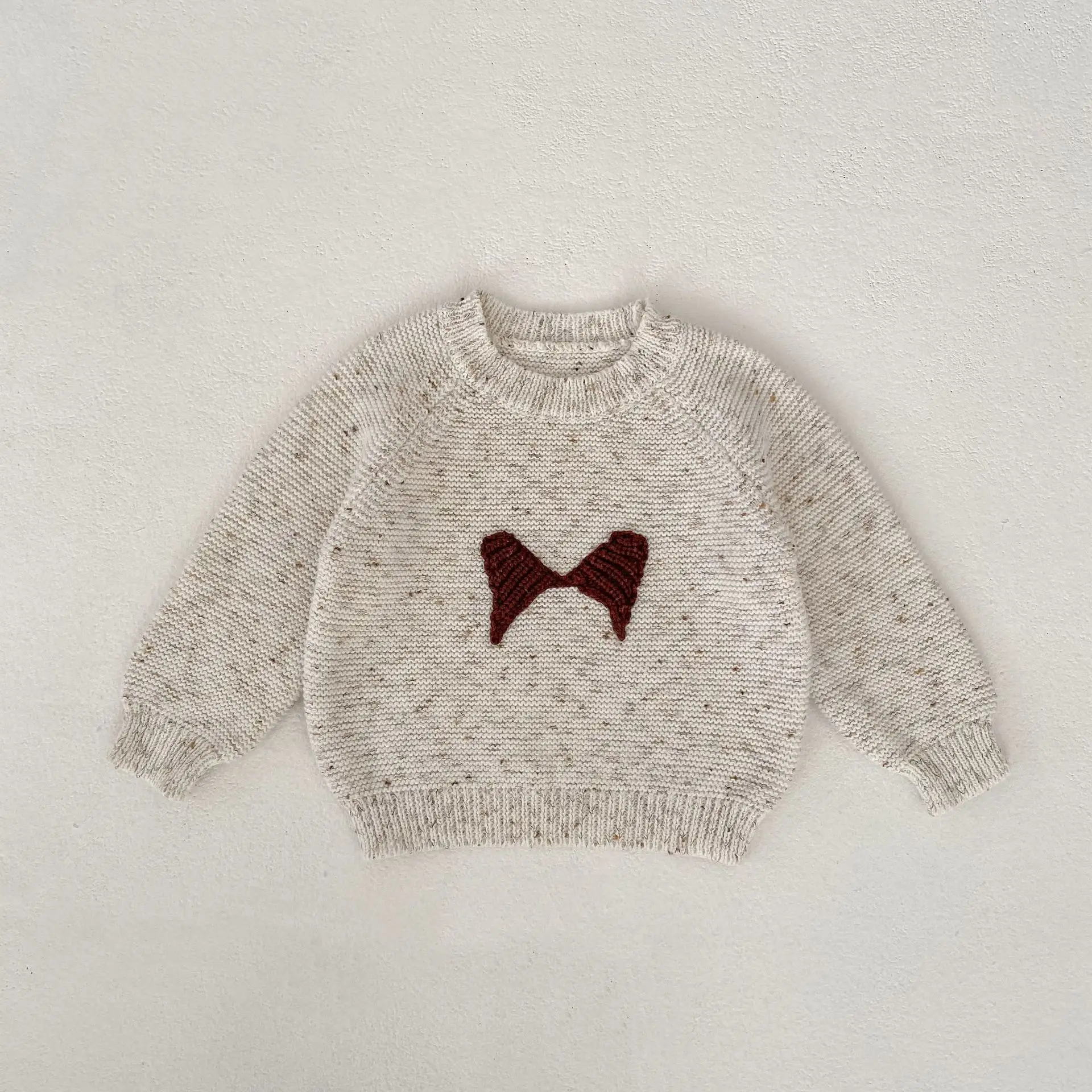2026 Spring New Baby Long Sleeve Sweater Girls Cute Bow Knitted Pullover Tops Cotton Infant Casual Knitwear Toddler Clothes