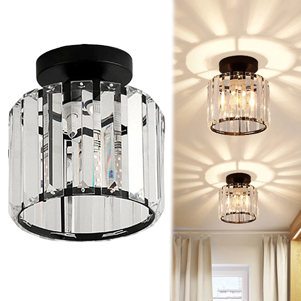 

3 LED Bulb Crystal Ceiling Light E27 Socket Modern Crystal Chandelier Hanging Lamp for Living Room Bedroom Kitchen Hallway