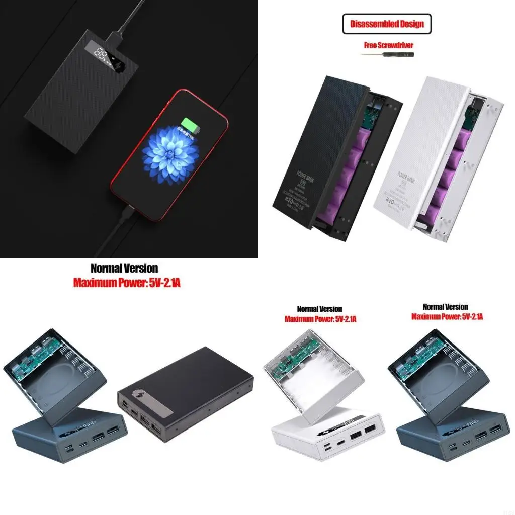 193A 5x18650 LCD Display DIY Box Flat for Head Battery Outer for C