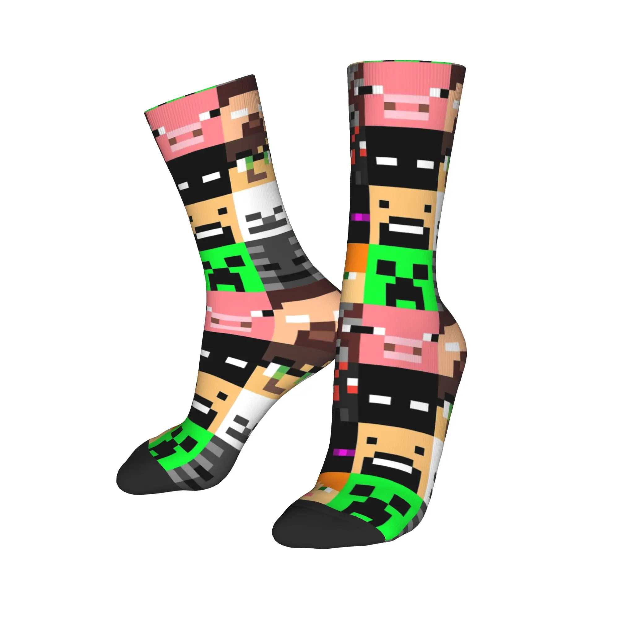 Autumn Winter Cool Women Men Pixel Game Creepers Socks  Sweat Absorbing Soccer Socks