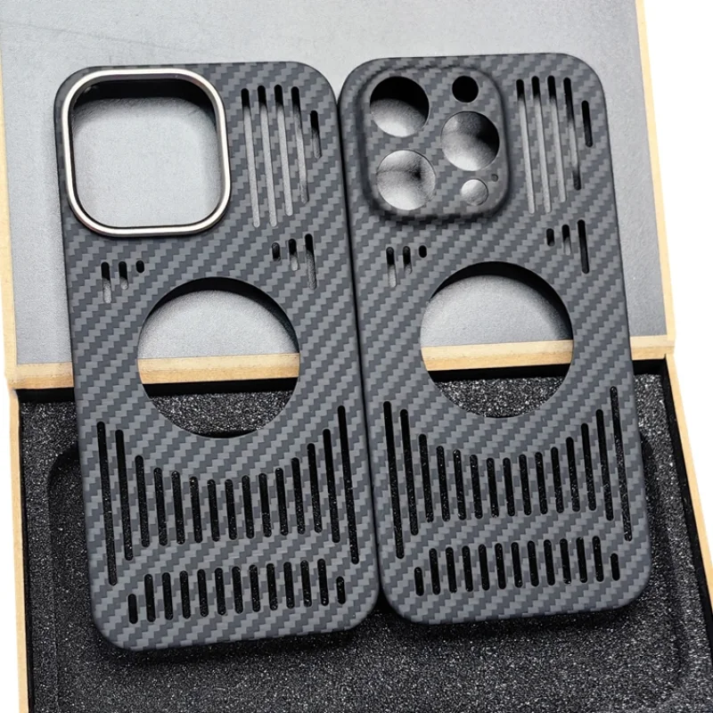 Suitable for 15promax mobile phone case carbon fiber iphone14 lightweight anti-fall heat dissipation case