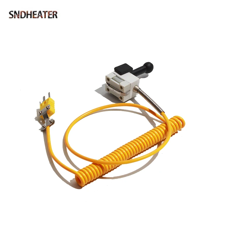 SNDHEATER K type Thermocouple High Temperature Square Magnetic Test Probe Terminal with Yellow Plug Bendable Spring