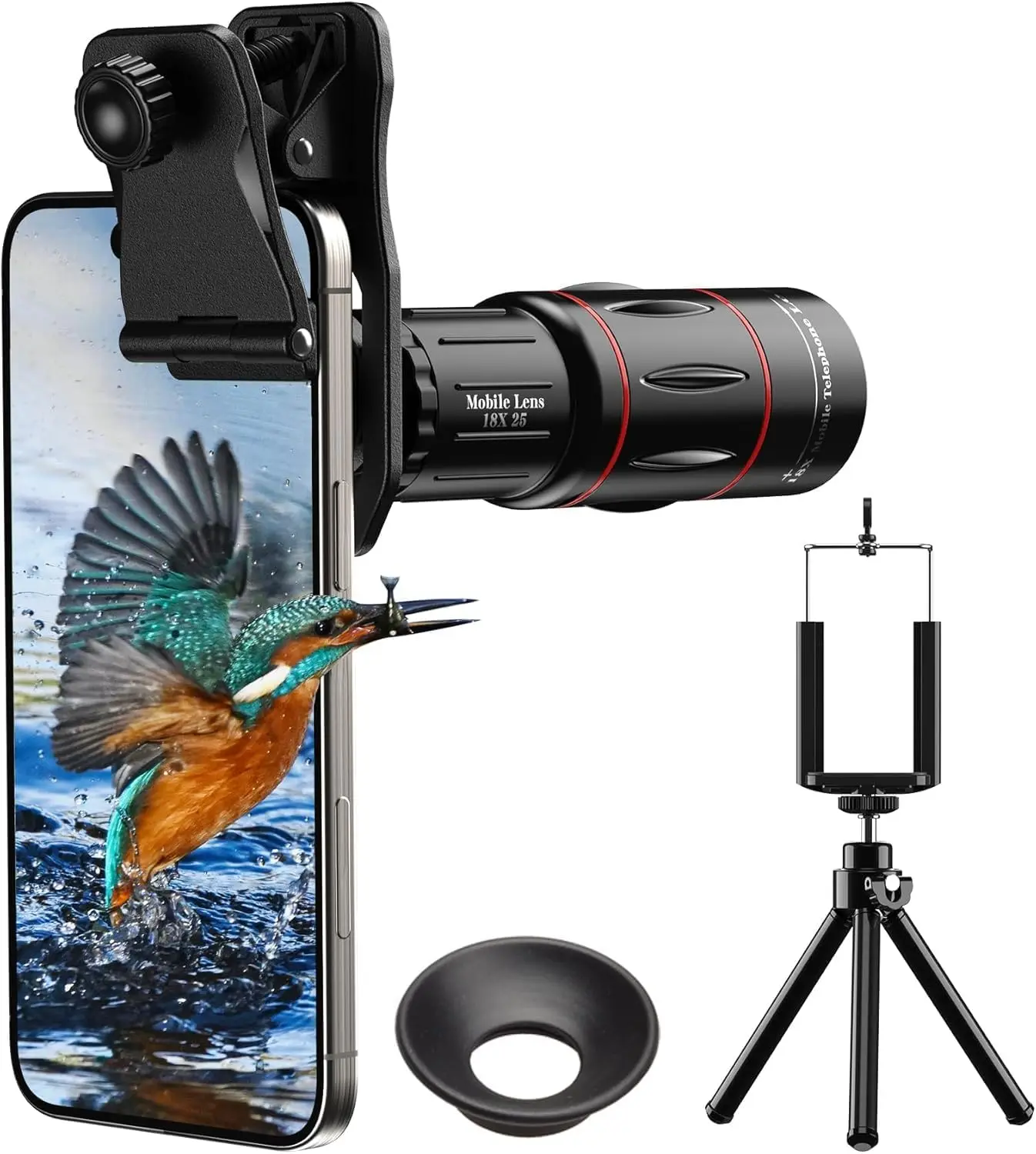 Evil eye 18X Telephoto Lens, Hight Power Telephoto Phone Lens with Tripod, Mobile Cell Lens Attachment for Android & iPhone