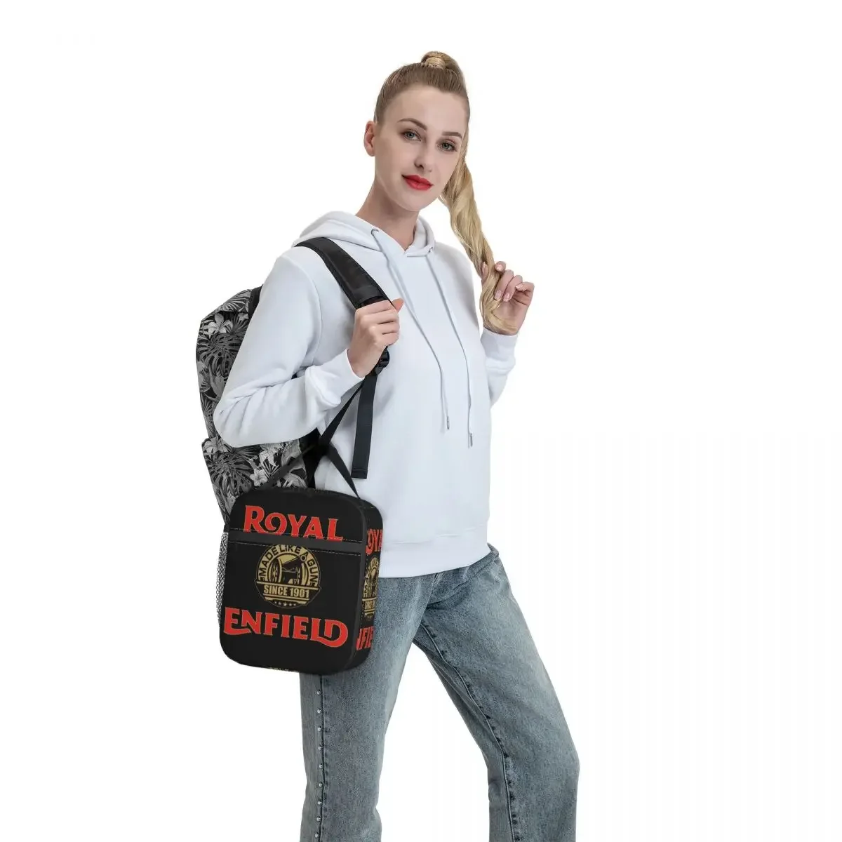 Royal Enfields Motorcycle Lover Portable Lunch Box Women Multifunction Motor Race Cooler Thermal Food Insulated Lunch Bag Office