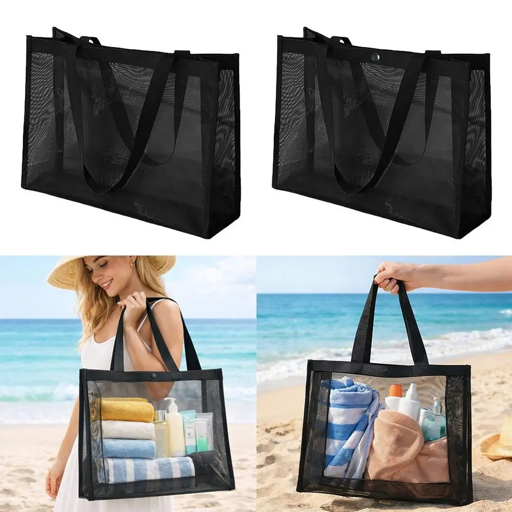 New Mesh Shoulder Bag Hollow Large Capacity Makeup Storage Bag Multifunctional Transparent Handbag Travel