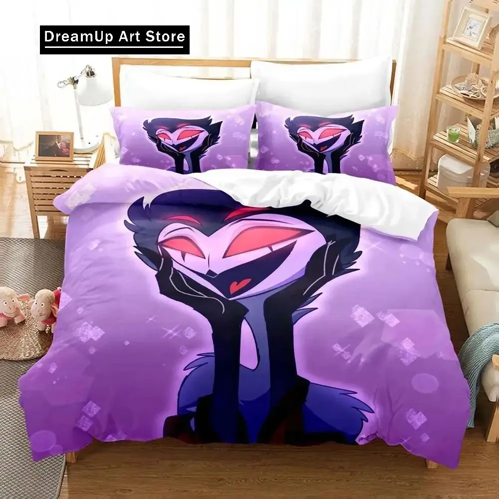 Anime Stolas Helluva Hazbin Hotels Boss Bedding Set Boys Girls Twin Queen Full Size Duvet Cover Pillowcase Bed Adult Bedroom