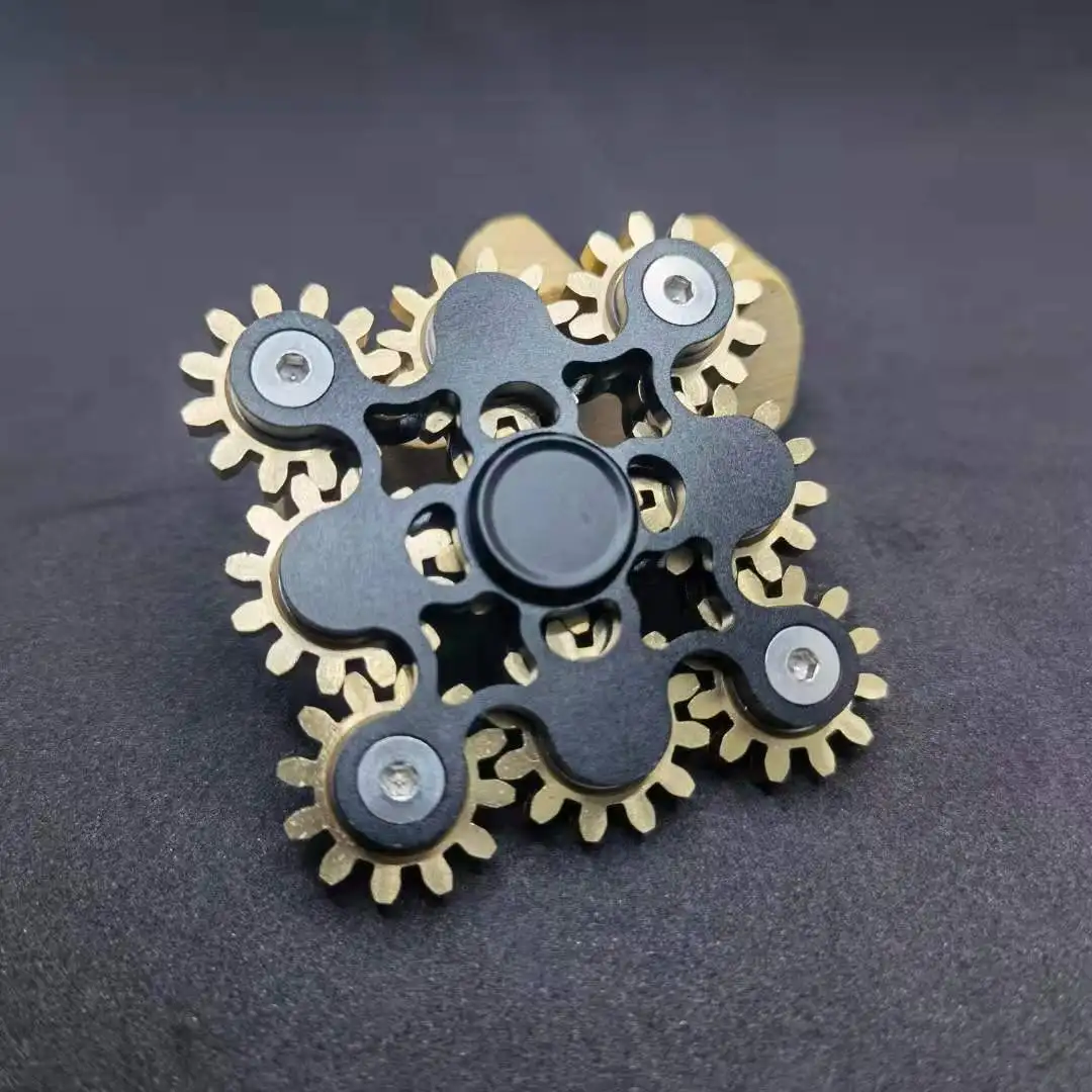 New Double Ferris Gear Fidget Spinner Nine Tooth Linkage Hand Spinner EDC Gear Linkage Finger Gyroscope Toy for Children Adults