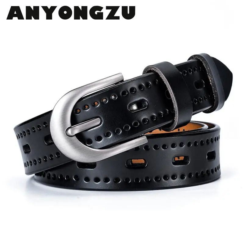 

New style sells the lady really cowhide leather belt pin buckle hollow out small waist belt female leisure joker high quality