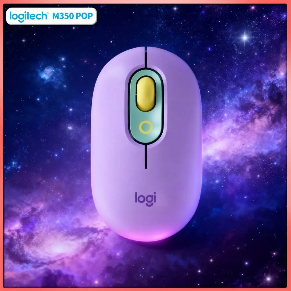 Logitech M350 POP Pebble Wireless Mouse High-Precision Tracking Magnetic Receiver Slim Fit for Tote Bag Shoulder Pocket Use