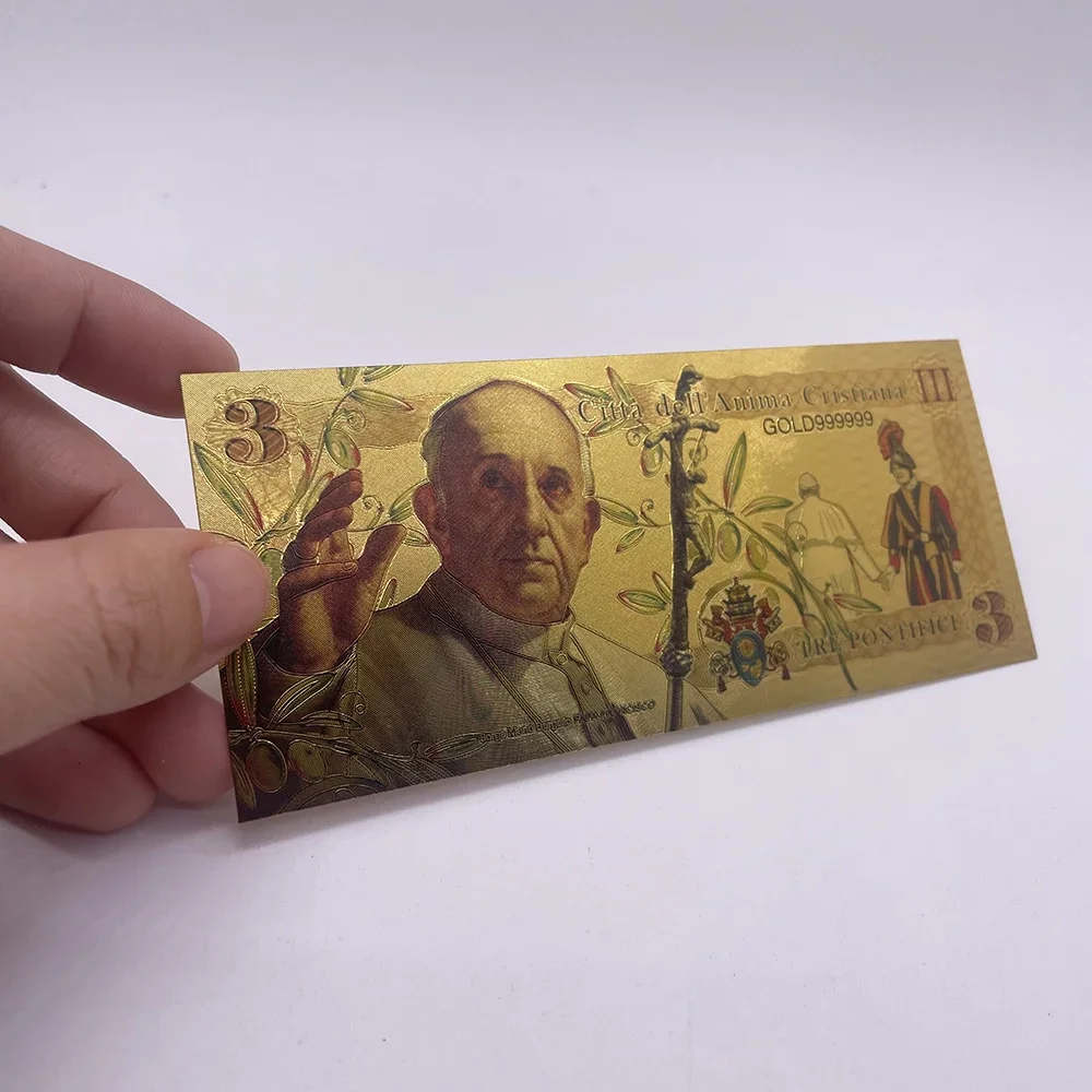 Italy Rome Pope Francis Jorge Mario Bergoglio PAPA Francisco Citta Dell Anima Cristiana Tre Pontifici Fantasy Gold Banknote