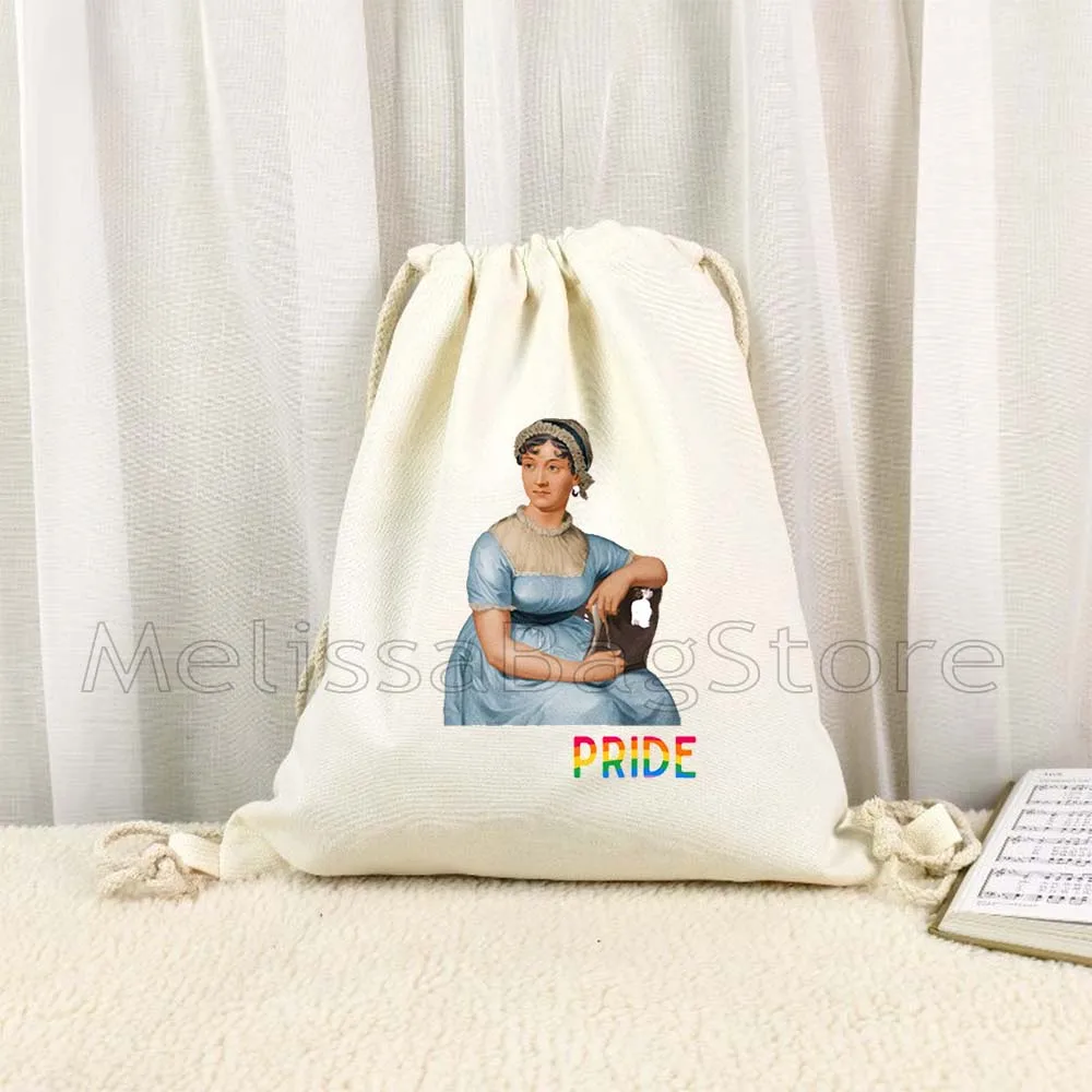 

Sense And Sensibility Jane Auste Book Quotes Pride and Prejudice Reading Gifts Canvas Drawstring Bag Soccer Backpack Sackpack