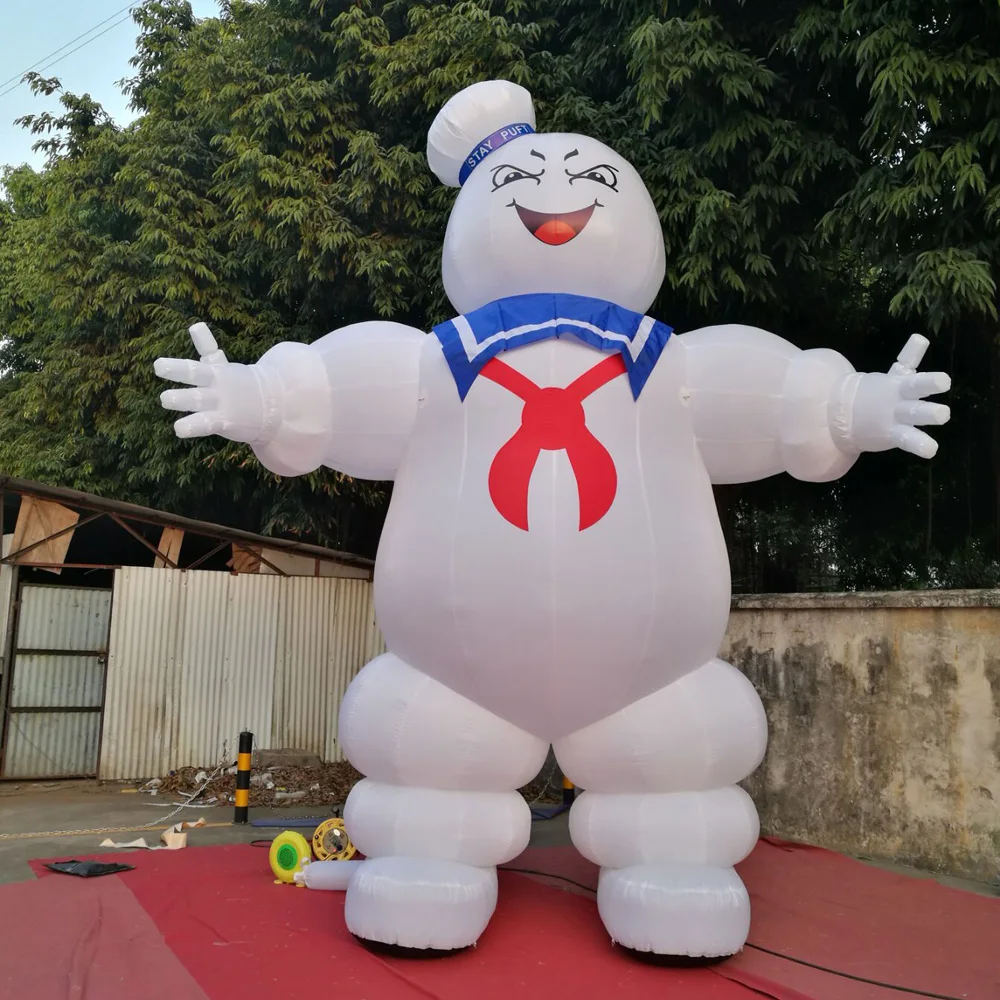 Custom Giant Inflatable Stay Puft Marshmallow Man With LED Lights Halloween Ghostbusters Model For Outdoor Decoration