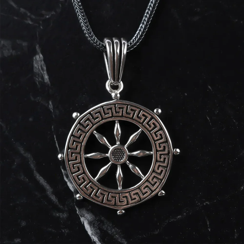 Boutique Pure Tin Punk Vintage Rudder Necklace Compass Domineering Pendant with Personalized Jewelry Accessories Gift