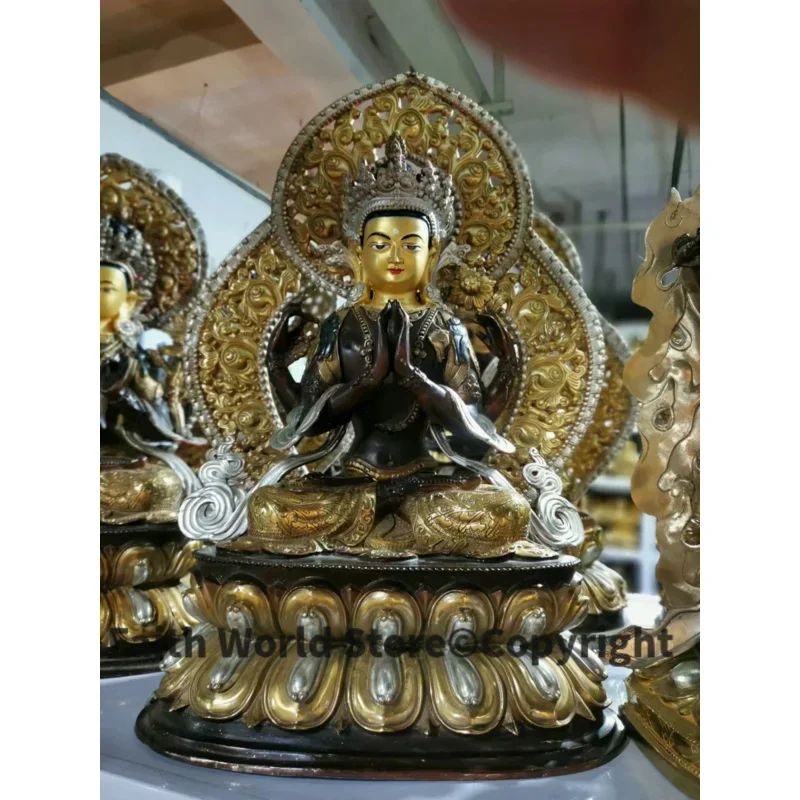 50CM large Wholesale Buddhist product temple home Patron saint bronze Avalokitesvara Guanyin Buddha statue safe health good luck